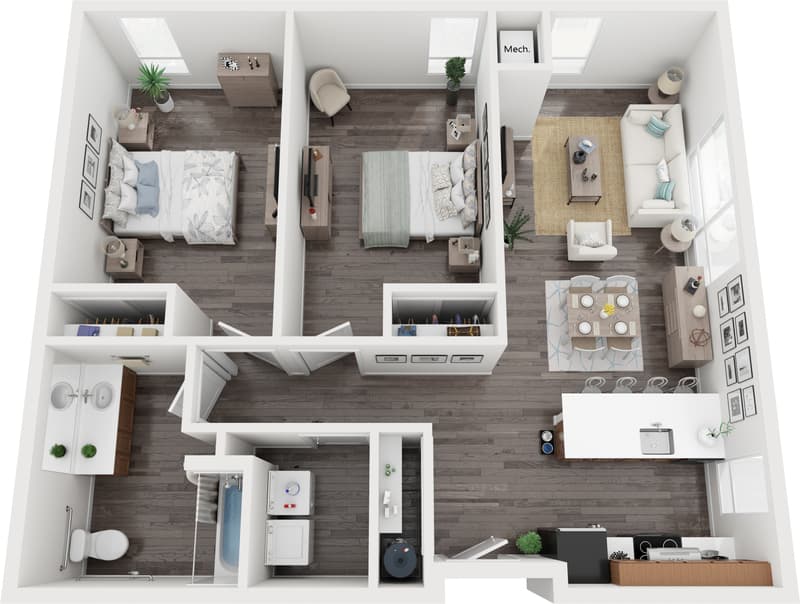 The Stark — 2 bedroom, 1 bath floor plan