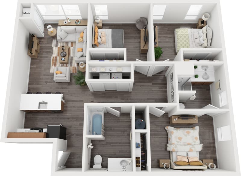 The Rockwood — 3 bedroom, 2 bath floor plan