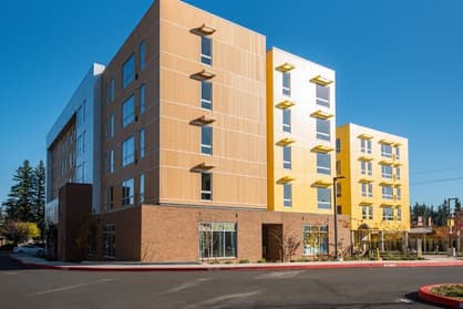 Landscaped exterior at 459 Rock Apartments