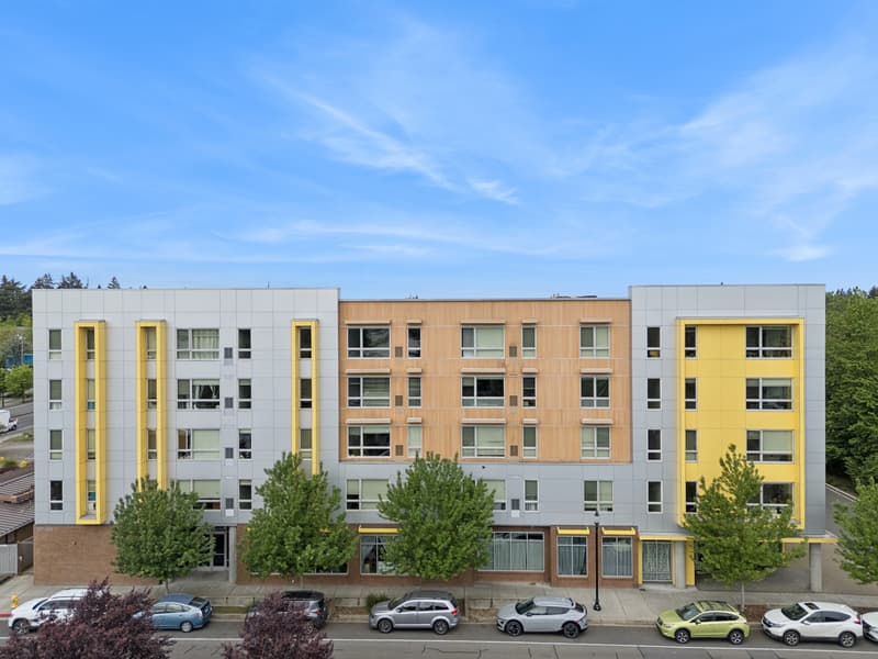 Modern exterior of 459 Rock Apartments in Gresham, Oregon