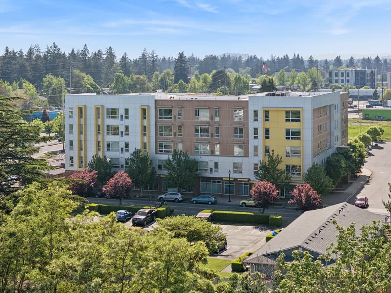Aerial view of 459 Rock Apartments in Rockwood, Gresham near Portland