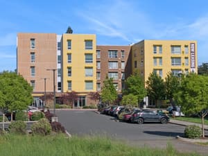 Exterior with modern design, landscaped garden at 459 Rock Apartments, 459 SE 192nd Ave, Gresham, Oregon 97233