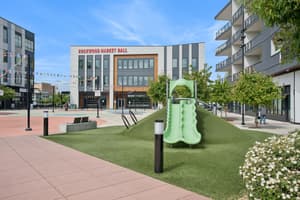 Nearby Rockwood Market Hall and playground near 459 Rock Apartments in Gresham, Oregon