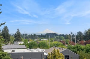 Aerial with mountain view, lush vegetation at 459 Rock Apartments, 459 SE 192nd Ave, Gresham, Oregon 97233