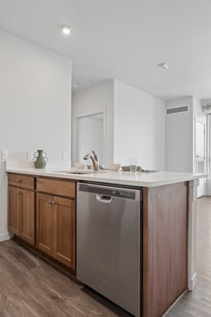 Kitchen with stainless steel appliances, wood cabinets at 459 Rock Apartments, 459 SE 192nd Ave, Gresham, Oregon 97233