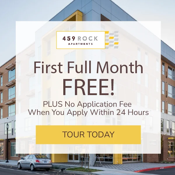 First Full Month Free! Plus No Application Fee When You Apply Within 24 Hours at 459 Rock Apartments.